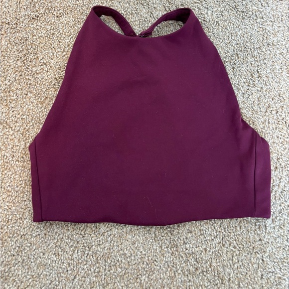 Girlfriend Collective Burgundy Halter Sports Bra - Picture 1 of 2